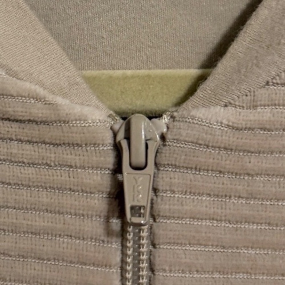 Gudrun Sjoden Beige Ribbed Organic Cotton Velour Zip Longline Jacket Small - Picture 6 of 7